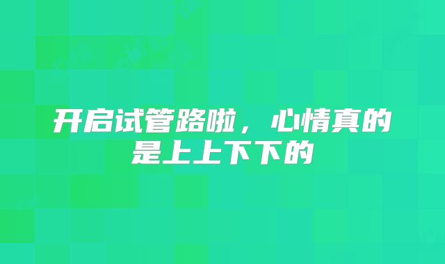 开启试管路啦，心情真的是上上下下的