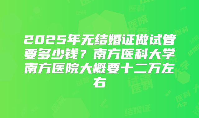 2025年无结婚证做试管要多少钱？南方医科大学南方医院大概要十二万左右