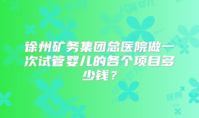 徐州矿务集团总医院做一次试管婴儿的各个项目多少钱？