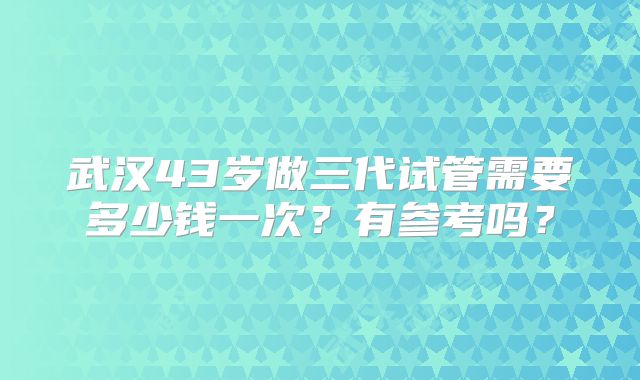 武汉43岁做三代试管需要多少钱一次？有参考吗？