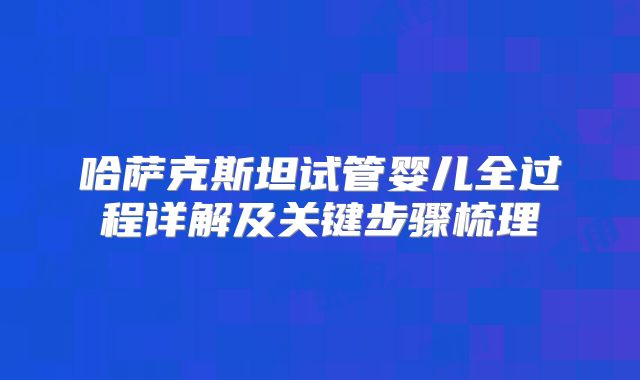 哈萨克斯坦试管婴儿全过程详解及关键步骤梳理