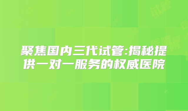 聚焦国内三代试管:揭秘提供一对一服务的权威医院
