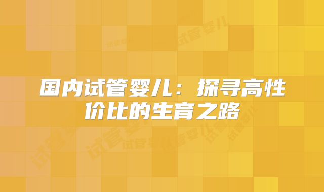 国内试管婴儿：探寻高性价比的生育之路