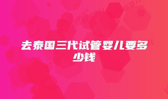 去泰国三代试管婴儿要多少钱