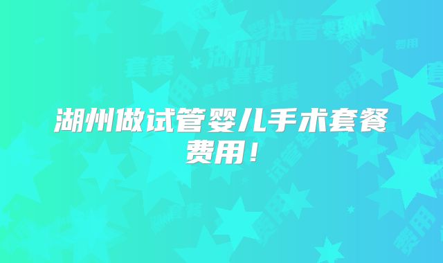 湖州做试管婴儿手术套餐费用！
