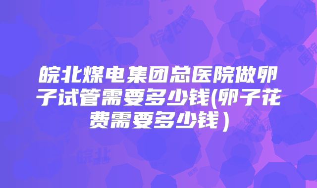 皖北煤电集团总医院做卵子试管需要多少钱(卵子花费需要多少钱)