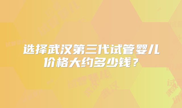 选择武汉第三代试管婴儿价格大约多少钱?