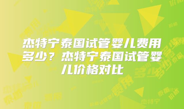 杰特宁泰国试管婴儿费用多少?杰特宁泰国试管婴儿价格对比