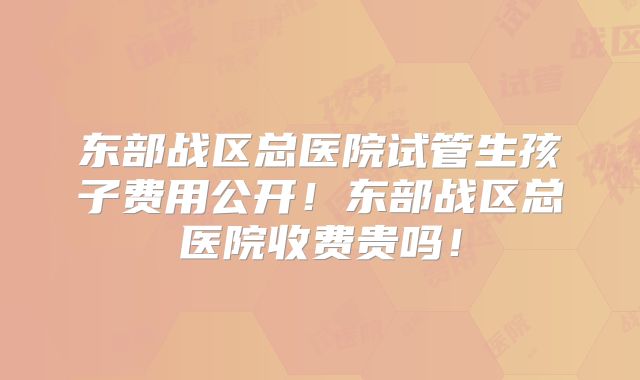 东部战区总医院试管生孩子费用公开!东部战区总医院收费贵吗!