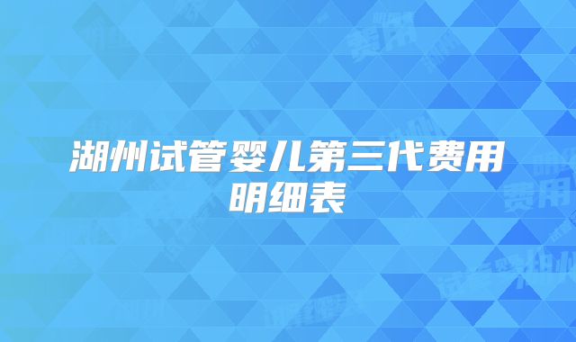 湖州试管婴儿第三代费用明细表