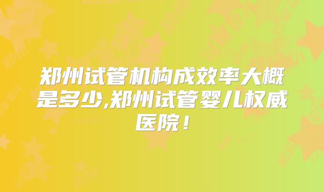 郑州试管机构成效率大概是多少,郑州试管婴儿权威医院!