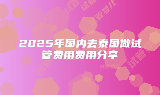 2025年国内去泰国做试管费用费用分享