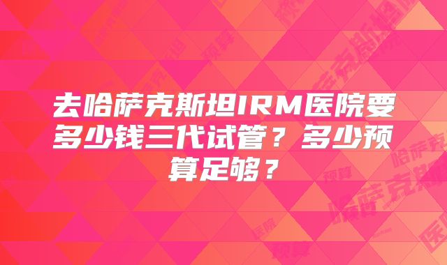 去哈萨克斯坦IRM医院要多少钱三代试管?多少预算足够?