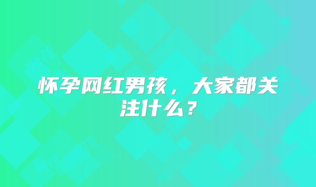 怀孕网红男孩，大家都关注什么？