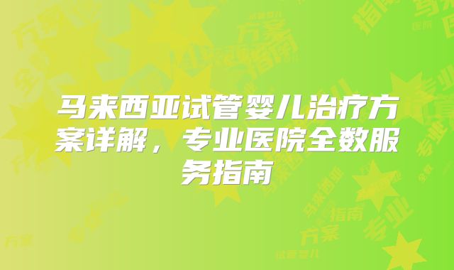 马来西亚试管婴儿治疗方案详解，专业医院全数服务指南