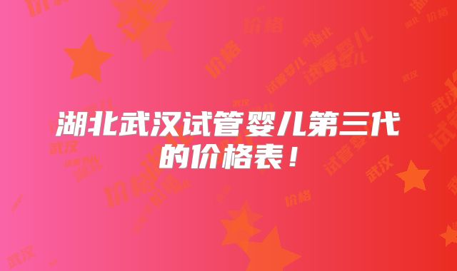 湖北武汉试管婴儿第三代的价格表!