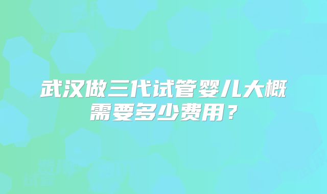 武汉做三代试管婴儿大概需要多少费用？