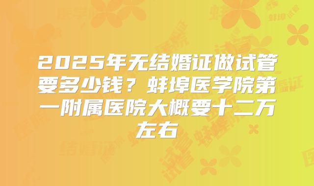 2025年无结婚证做试管要多少钱?蚌埠医学院第一附属医院大概要十二万左右