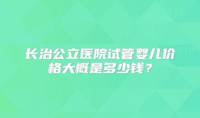 长治公立医院试管婴儿价格大概是多少钱？