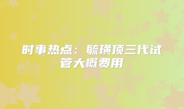 时事热点:毓璜顶三代试管大概费用