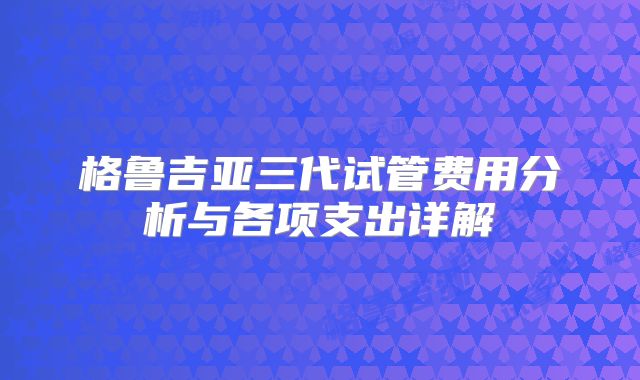 格鲁吉亚三代试管费用分析与各项支出详解