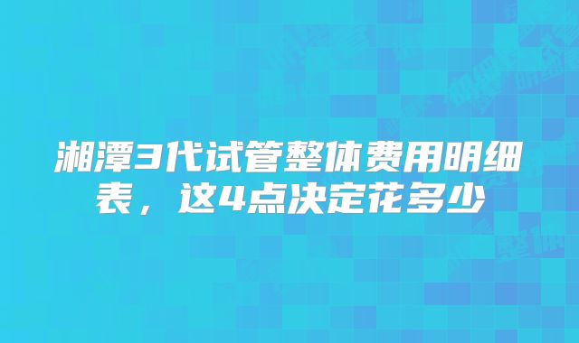 湘潭3代试管整体费用明细表，这4点决定花多少