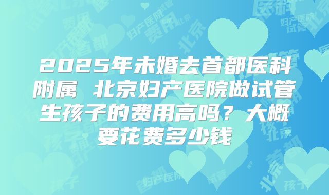 2025年未婚去首都医科附属 北京妇产医院做试管生孩子的费用高吗?大概要花费多少钱