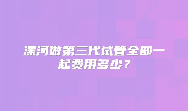 漯河做第三代试管全部一起费用多少?