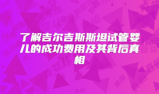 了解吉尔吉斯斯坦试管婴儿的成功费用及其背后真相