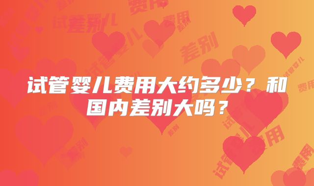 试管婴儿费用大约多少？和国内差别大吗？