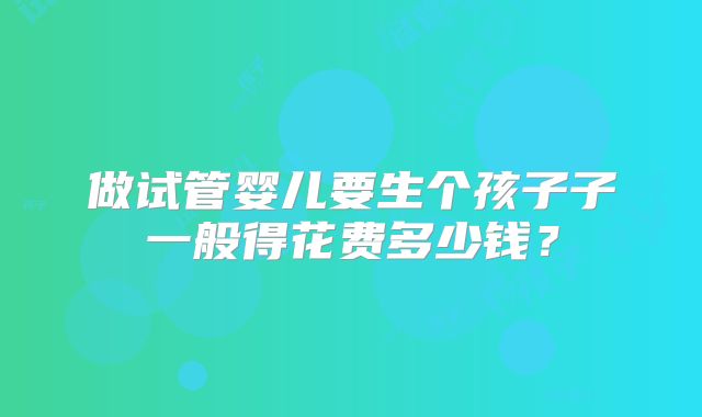 做试管婴儿要生个孩子子一般得花费多少钱？
