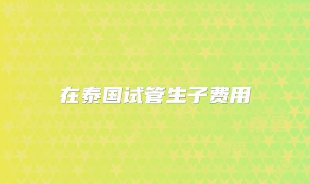 在泰国试管生子费用