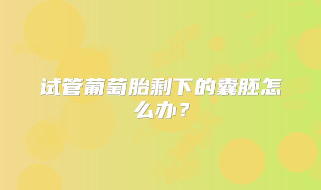 试管葡萄胎剩下的囊胚怎么办?