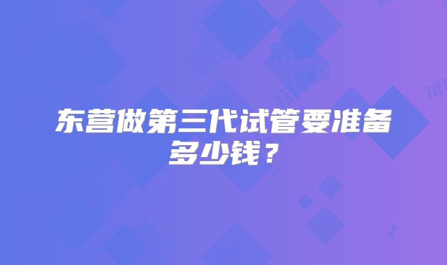 东营做第三代试管要准备多少钱?