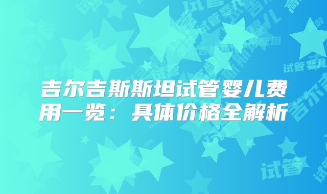 吉尔吉斯斯坦试管婴儿费用一览:具体价格全解析