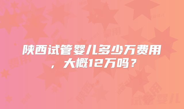 陕西试管婴儿多少万费用,大概12万吗?