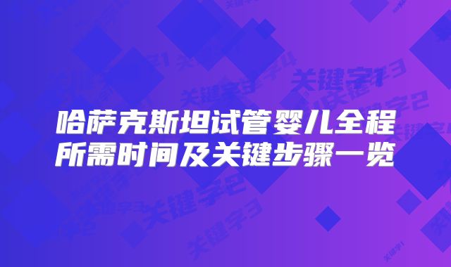 哈萨克斯坦试管婴儿全程所需时间及关键步骤一览