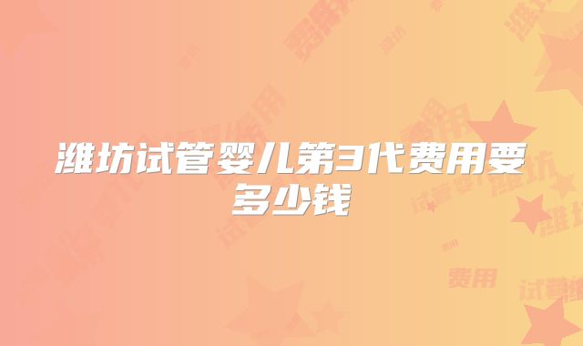潍坊试管婴儿第3代费用要多少钱
