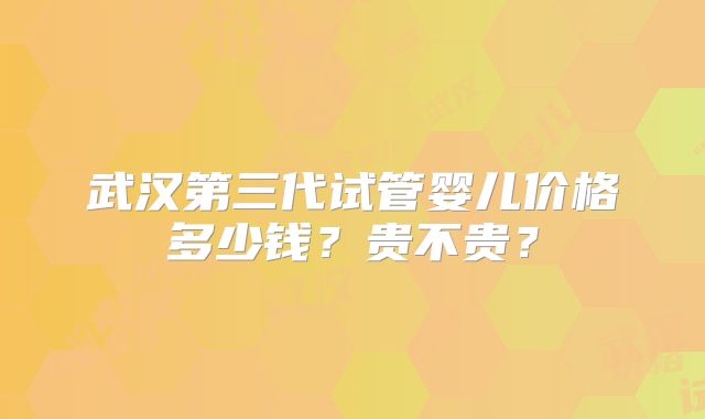 武汉第三代试管婴儿价格多少钱？贵不贵？