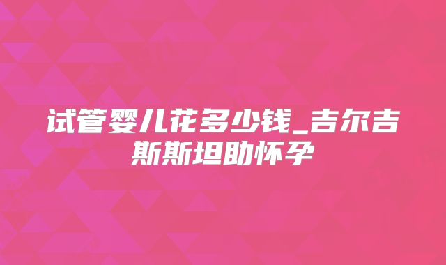试管婴儿花多少钱_吉尔吉斯斯坦助怀孕