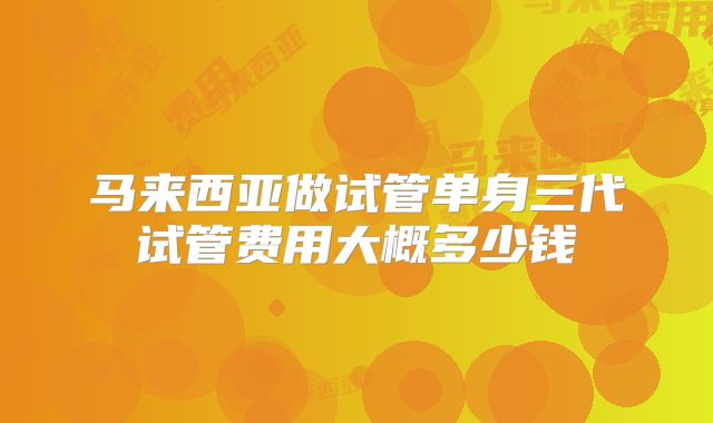 马来西亚做试管单身三代试管费用大概多少钱