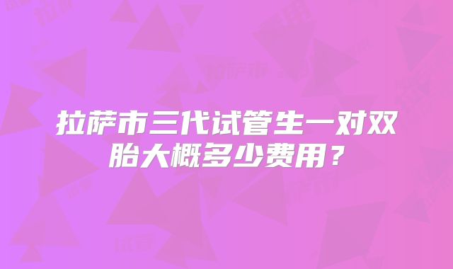 拉萨市三代试管生一对双胎大概多少费用?