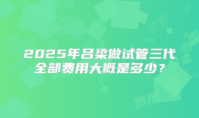 2025年吕梁做试管三代全部费用大概是多少？