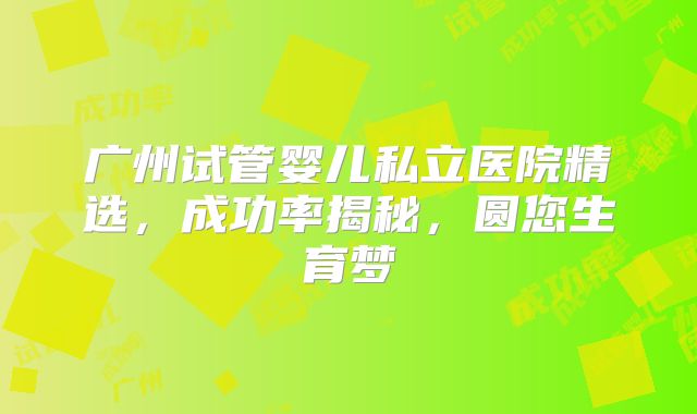 广州试管婴儿私立医院精选,成功率揭秘,圆您生育梦