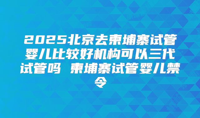 2025北京去柬埔寨试管婴儿比较好机构可以三代试管吗 柬埔寨试管婴儿禁令