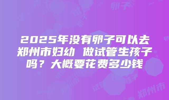 2025年没有卵子可以去郑州市妇幼 做试管生孩子吗？大概要花费多少钱