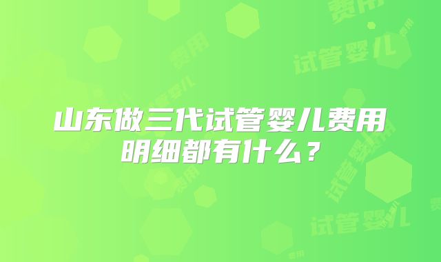 山东做三代试管婴儿费用明细都有什么?