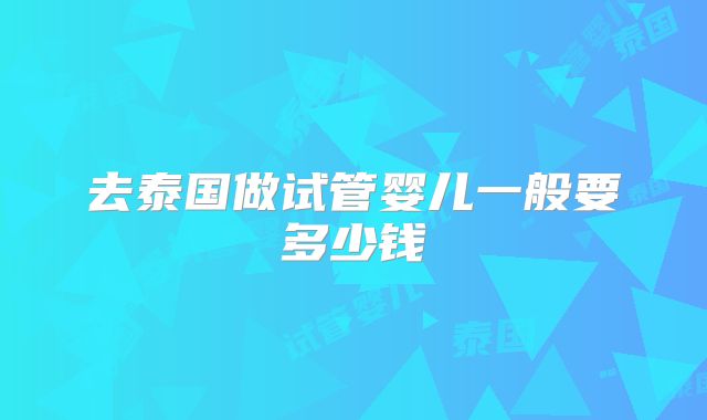 去泰国做试管婴儿一般要多少钱