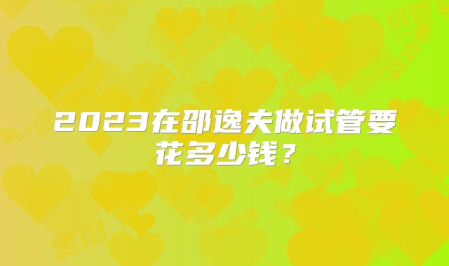 2023在邵逸夫做试管要花多少钱？