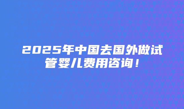 2025年中国去国外做试管婴儿费用咨询!